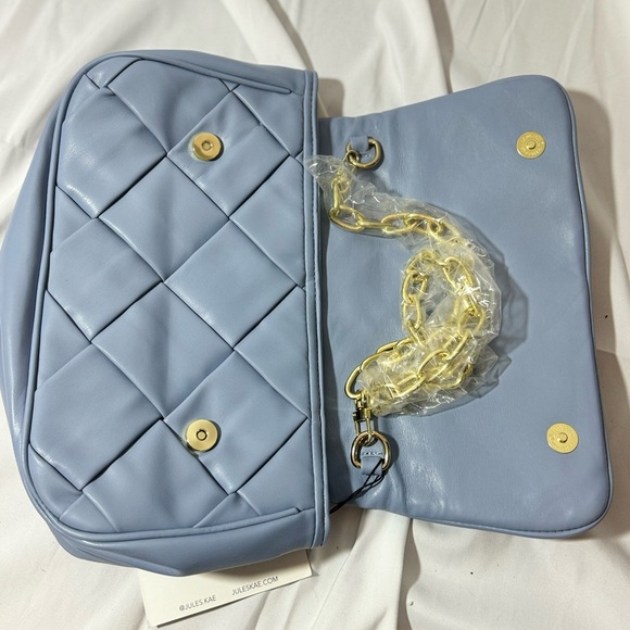 Jules Kae Lillian crossbody or clutch Purse, Butter soft Vegan leather baby blue - Picture 5 of 9